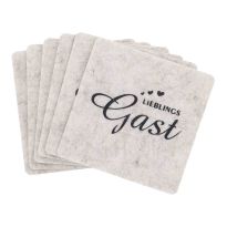 6er Set Untersetzer Filz, Lieblingsgast/beige, 10 cm
