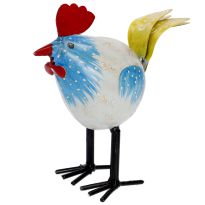 Hahn Nils, blau/Kringel, Höhe 15 cm