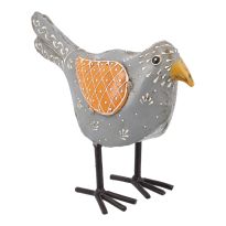Deko-Vogel Herbst, grau/orange, 20 x 14 cm