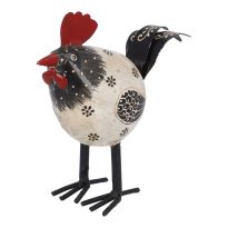 Hahn Nils, schwarz/Blumen, Höhe 15 cm