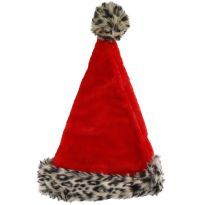 Weihnachtsmütze Fancy, Leopard/rot