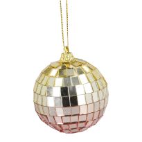 Anhänger Discokugel, gold/orange, 6 cm
