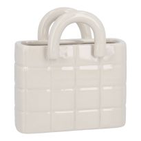 Vase Handtasche, Karo/creme, 15.5 x 16.5 cm