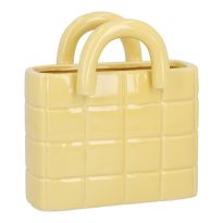 Vase Handtasche, Karo/gelb, 15.5 x 16.5 cm