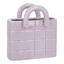 Vase Handtasche, Karo/lila, 15.5 x 16.5 cm