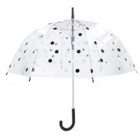 Regenschirm Transparent, Dots, schwarz, 82 cm