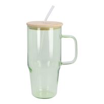 Glas mit Strohhalm, grün, 1150 ml