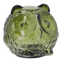 LED-Eule Glas, grün, 10 cm