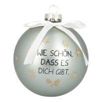 Glaskugel Spruch, Wie Schön/mint/matt, 10 cm