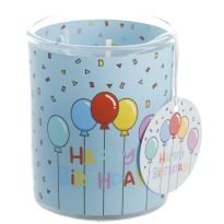 Kerze im Glas, Geburtstag, blau, 6 x 7 cm