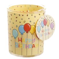 Kerze im Glas, Geburtstag, gelb, 6 x 7 cm