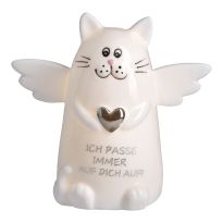 LED-Schutzengel Katze, silber, 10.5 cm