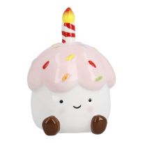 Spardose Geburtstagstorte, rosa/weiß, 15.5 cm