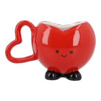 Becher Herz mit Gesicht, rot, 360 ml