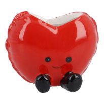 Herz-Deko mit Gesicht, rot, 7 x 5.5 cm