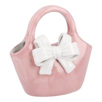 Vase Tasche mit Schleife, rosa, 15.7 x 6.8 x 15.8