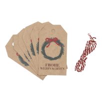 6er Set Anhänger mit Kordel, Kranz