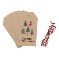 6er Set Anhänger mit Kordel, Baum/bunt