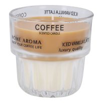 Duftkerze im Glas, Kaffee/braun/weiß, 8 cm