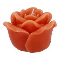 Kerze Herbstrose, orange, 12 x 10 cm