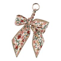 Taschen-Anhänger Schleife, Floral/beige, 24 cm