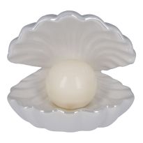 Muschel mit LED-Kugel, weiß, 15 cm