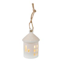 Anhänger LED-Haus, weiß, 8 cm