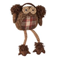 Kantenhocker Eule mit Ohrenwärmern, braun, 35 cm