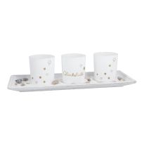 Deko-Set Windlichter mit Tablett, Glückslicht/rechteckig