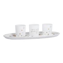 Deko-Set Windlichter mit Tablett, Zeit/oval