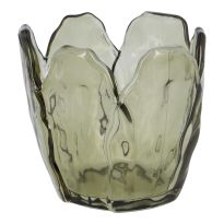 Teelichthalter Blüte, grün, 9 x 9 cm