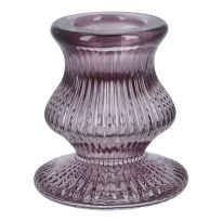 Kerzenständer Rille, dunkellila, 5.5 x 6.1 cm