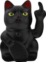 Winkekatze Stinkefinger, schwarz, 15 cm