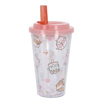 Becher mit Strohhalm, Pusheen, 450 ml