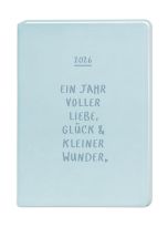 Terminplaner Lederlook, 2026, hellblau