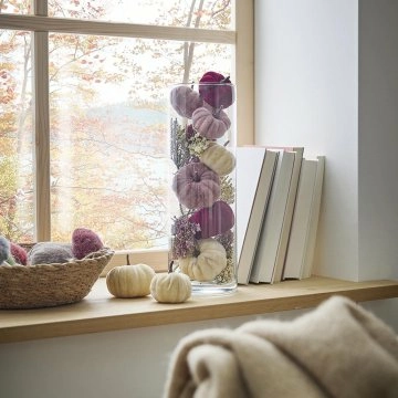 8er Set Kürbis Samt in Tüte, creme/altrosa/weinrot
