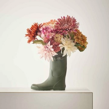 Pompom Herbst mit 3 Blüten, dunkelrosa, 43 cm
