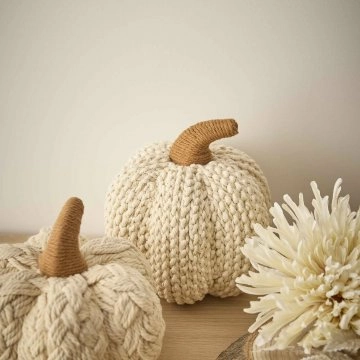 Deko-K&uuml;rbis Seil, geflochten/hoch, 18 cm