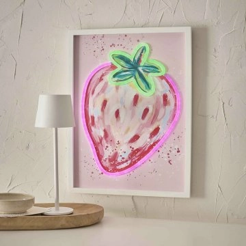LED-Objekt Neon, Erdbeere/wei&szlig;, 30 x 40 cm