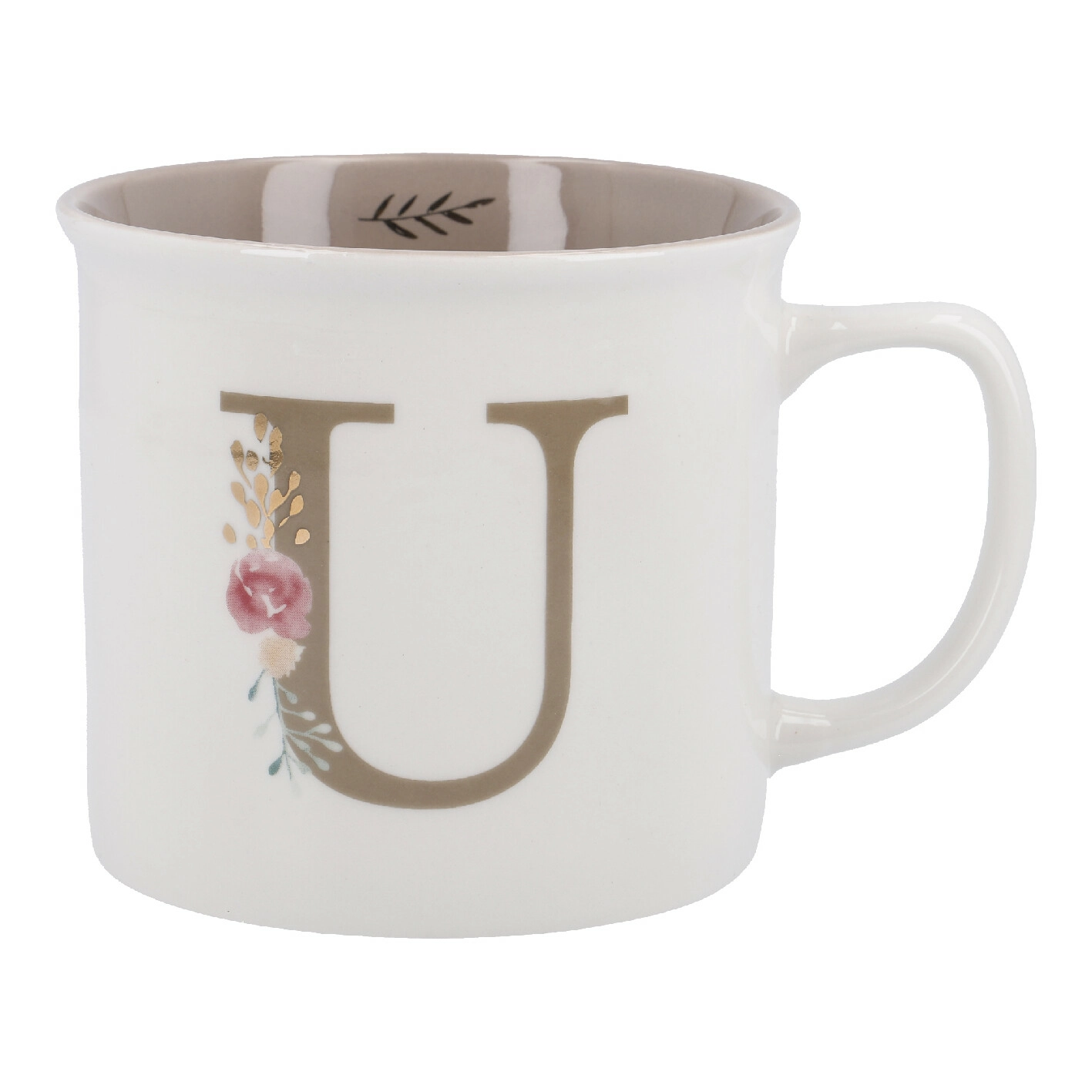 Becher Buchstabe/Blumen, U, 390 ml