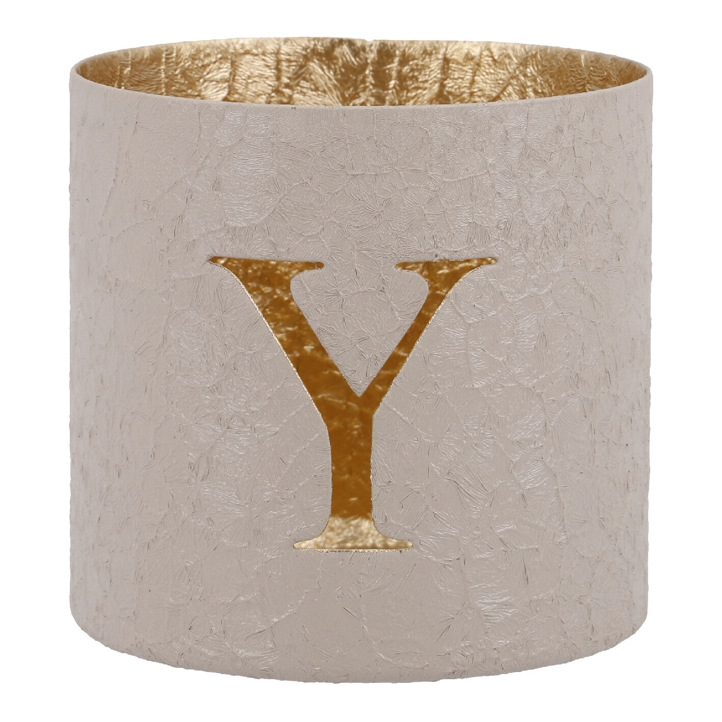 Teelichthalter Buchstabe, Y/beige, 7.8 x 7.5 cm