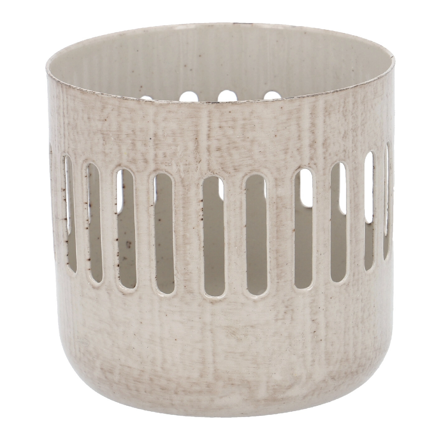 Teelichthalter Metall, Streifen/taupe, 7.2 x 6.8 cm