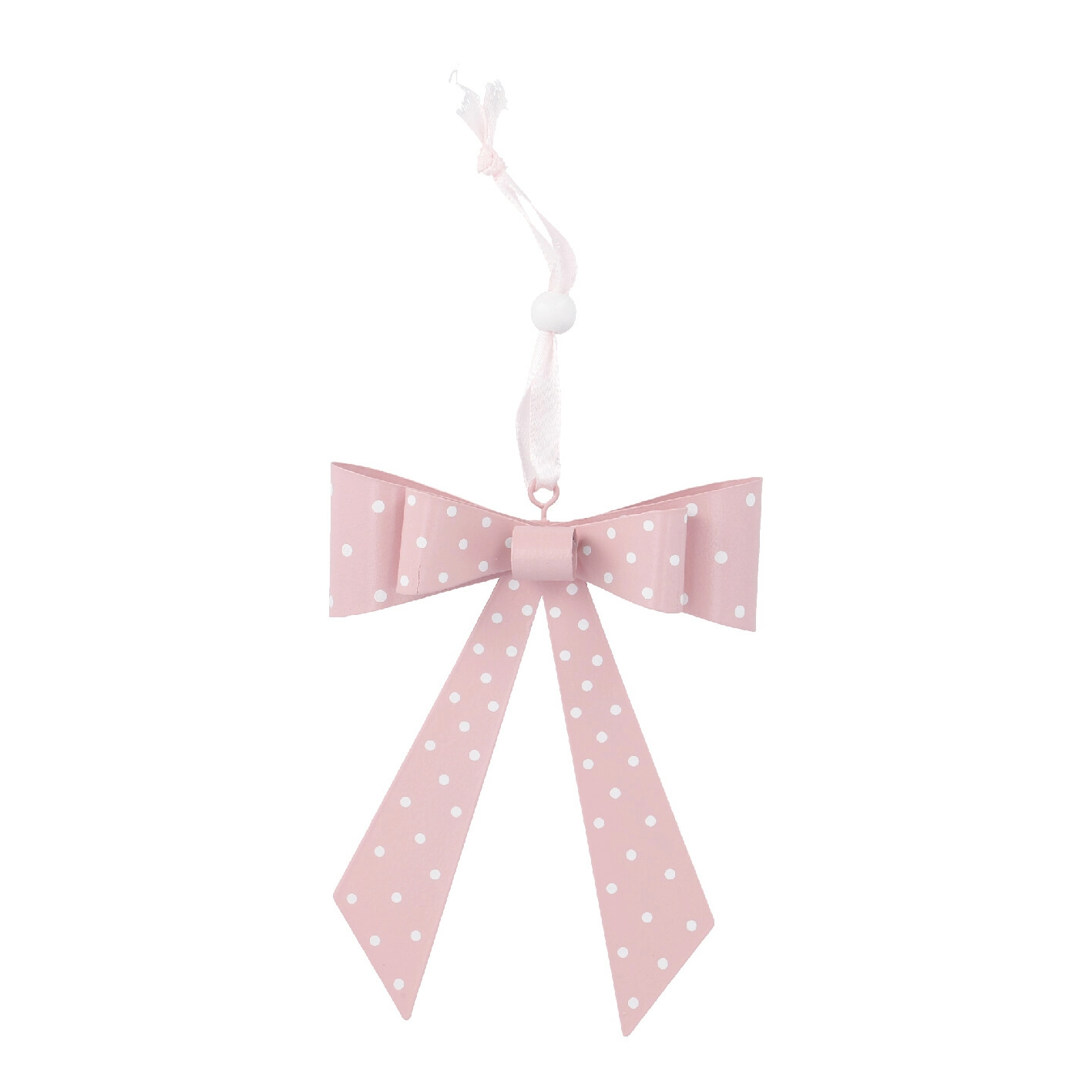 Anhänger Schleife, Punkte/rosa/weiß, 12 cm