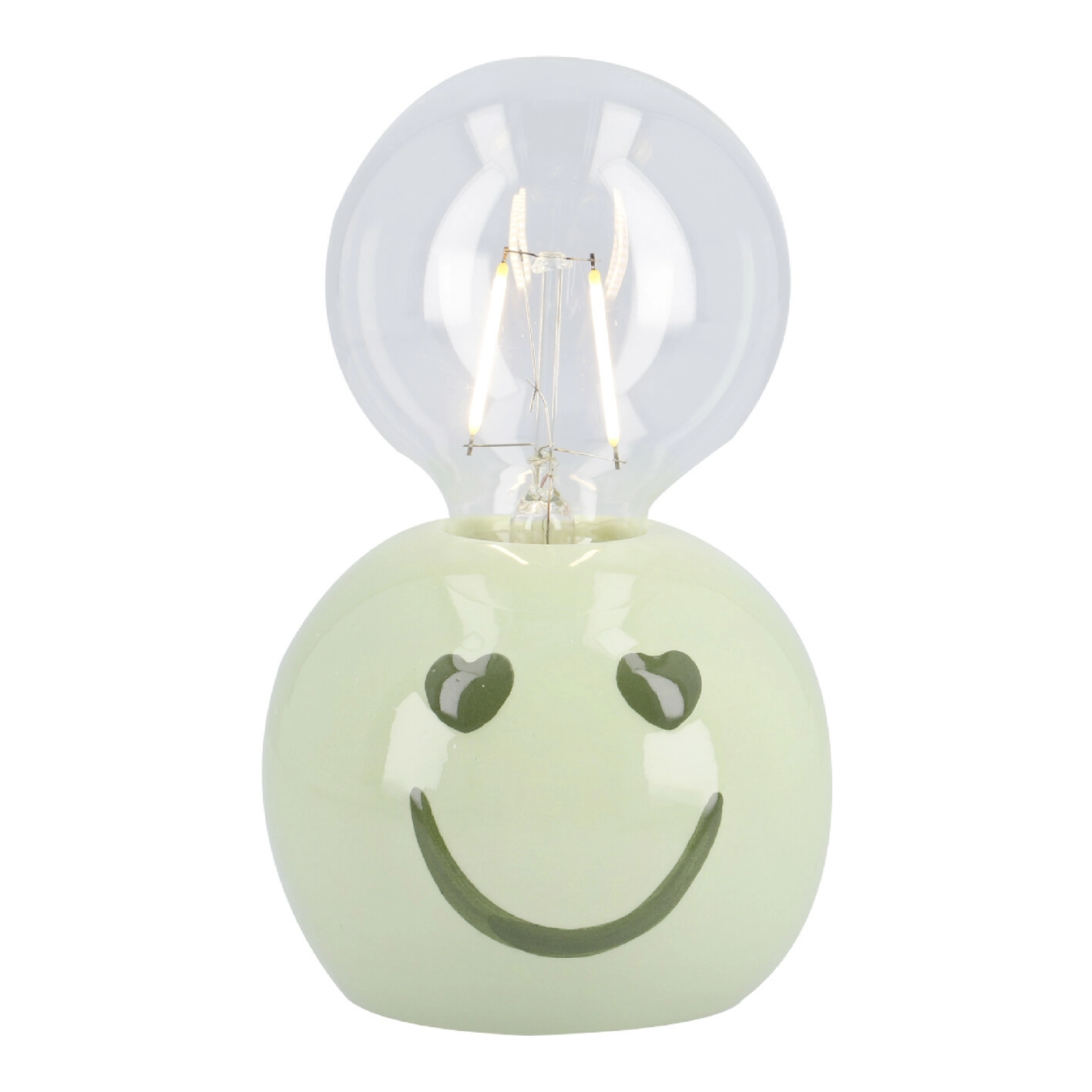 LED-Lampe mit Smiley-Sockel, grün, 16 cm