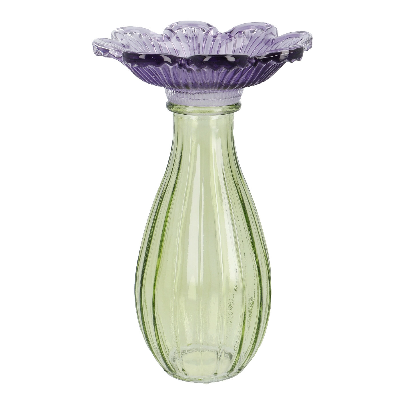 Vase Blütenform, lila/grün, 17 cm