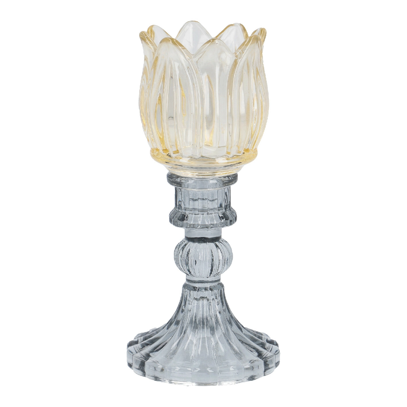 Teelichthalter Tulpe, gelb, 8 x 17 cm