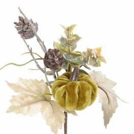 Deko-Stecker Samt-Kürbis, dunkelgrün, 24 cm