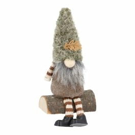 Kantenhocker Wichtel mit Blatt, braun, 13.5 cm