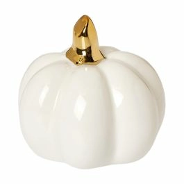 Deko-Kürbis Glanz, modern, weiß/gold, 7 cm