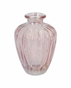 Flaschenvase Rillen, irisierend/rosa, 10.5 cm